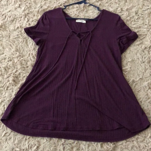 Flowy Lace Up Blouse - Picture 1 of 4